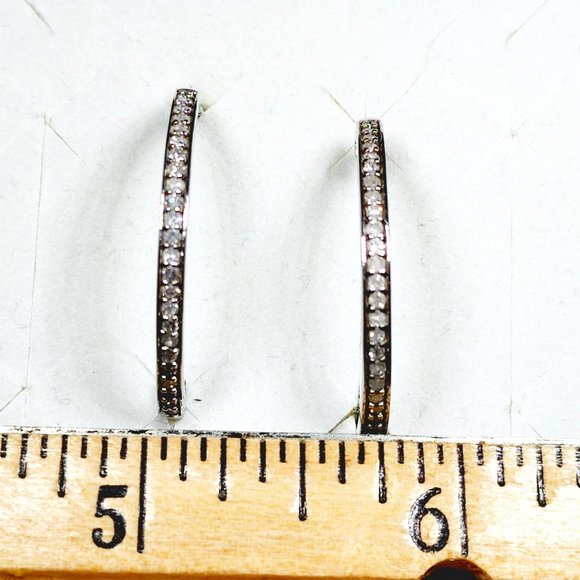 Diamond Hoop earrings in Platinum over 925 SS .50 ct - Picture 4 of 5